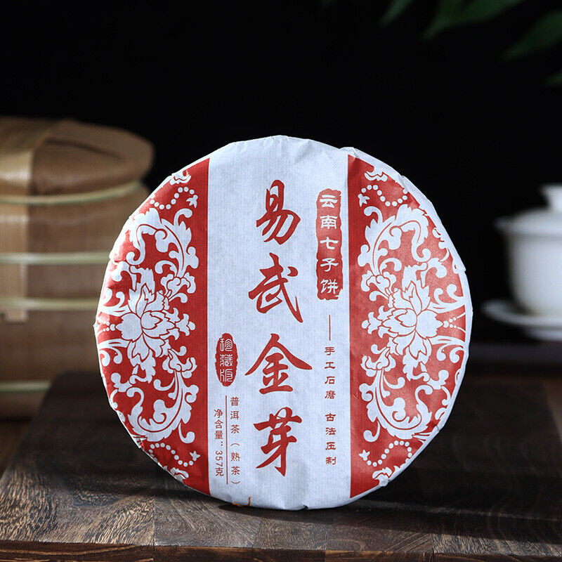 357g Yunnan Pu'er Tea Leaves Yiwu Golden Bud Ripe Tea Cake