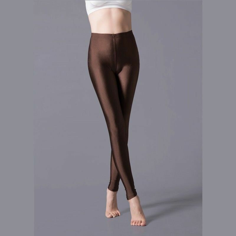 Women Leggings Solid Fluorescent Shiny Pant Spandex Shinny Elasticity Trousers