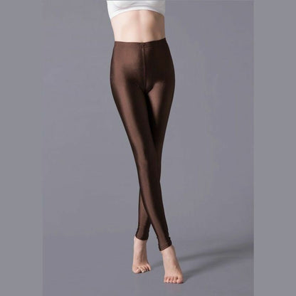Women Leggings Solid Fluorescent Shiny Pant Spandex Shinny Elasticity Trousers