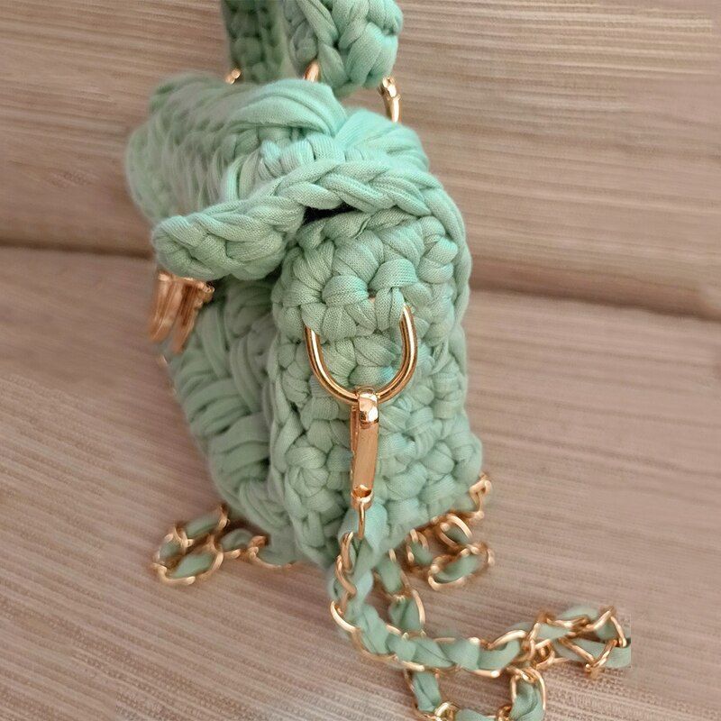 Knitting Bag Woolen Yarn Handmade Woven Handbag Square Crochet Purse 18*5*13 CM