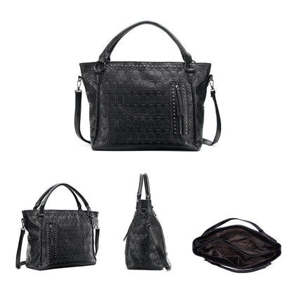 Large Bag Leather Black Handbag Punk Skull Bag Tote Crossbody Bags Polyester 1PC
