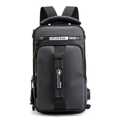Men's Crossbody Shoulder Chest Sling Backpack Bag Messenger Anti-Theft USB Port