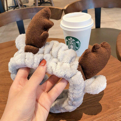 Hairbands Wash Face Women Soft Warm Coral Fleece Bow Animal Ear Hair Accessories