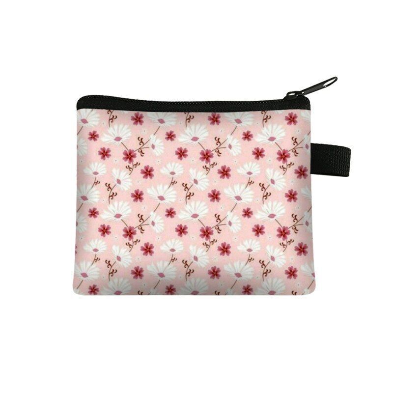 Floral Print 13.5*11 CM Cosmetic Bag Napkin Organizer Coin Card Lipstick Pouches