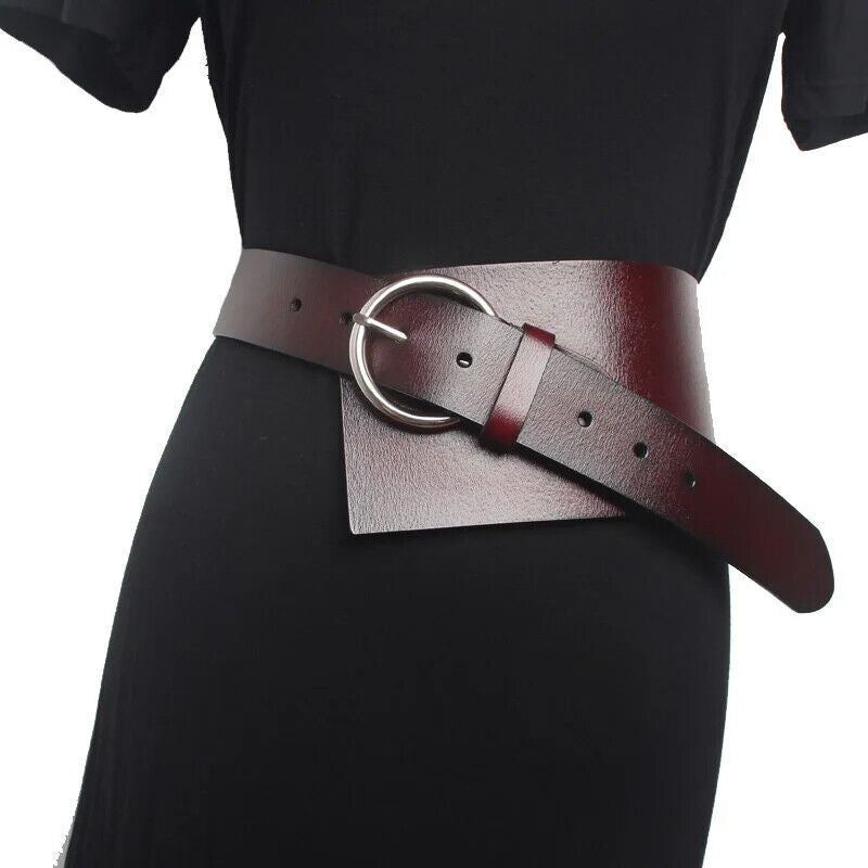 Women Wide Belt Genuine Leather Fashion Luxury Waistband Corset Dress Cummerbund