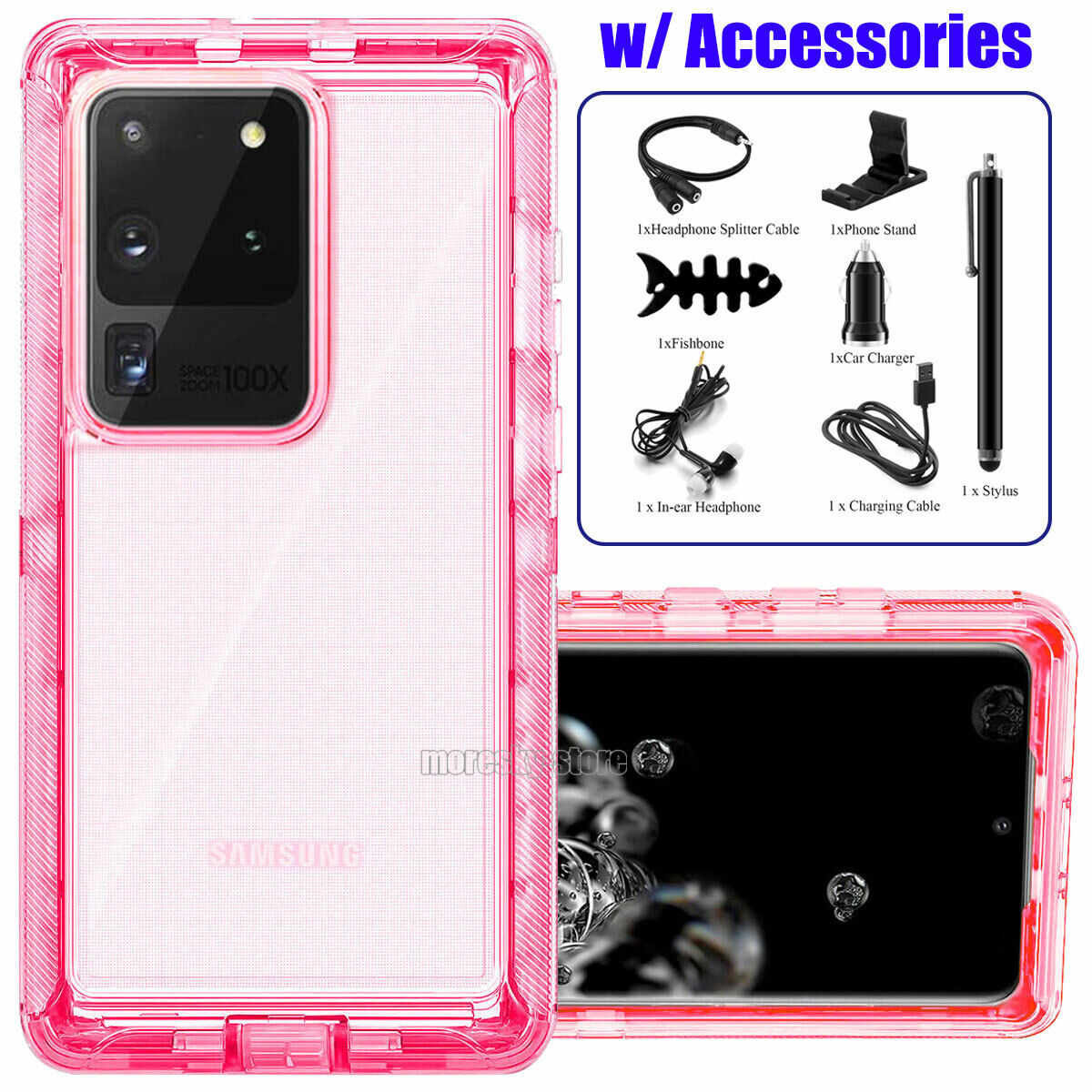 For Samsung Galaxy S20 Ultra Plus Transparent Case Clear Phone Cover + Accessory