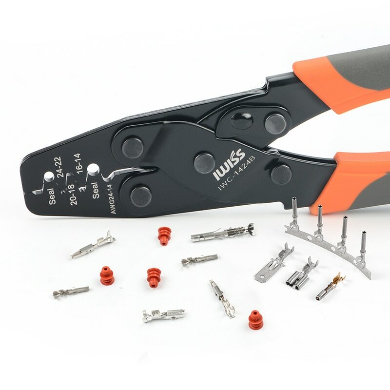 IWISS Non Insulated Open Barrel Terminal Crimp Tool-Wire Crimper Pliers 24-14AWG