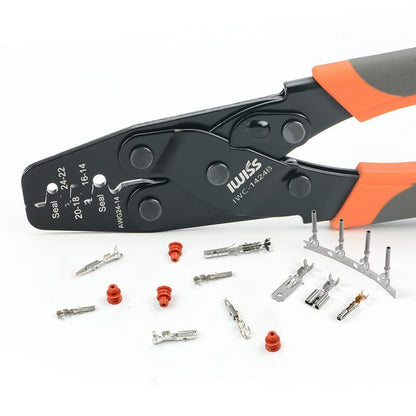 IWISS Non Insulated Open Barrel Terminal Crimp Tool-Wire Crimper Pliers 24-14AWG