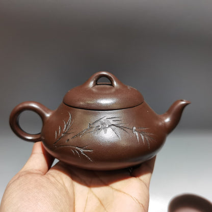 Chinese Yixing Zisha Clay Handmade Exquisite Teapot （熔天套壶 底款：徐汉棠)