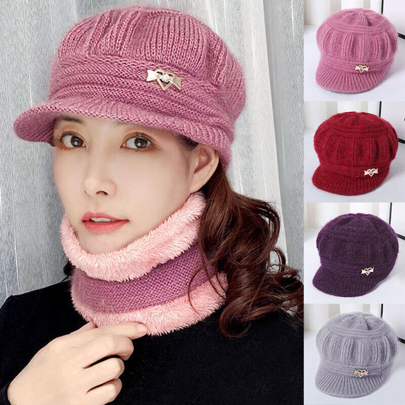 Women Winter Beanie Hats Short Brim Peaked Cap Mother Hats Pumpkin Hat Warm Soft