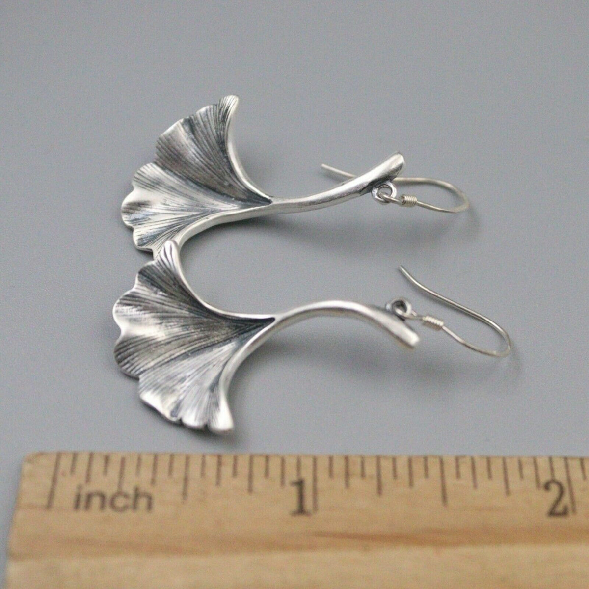 Pure S925 Sterling Silver Earrings Women Lucky Ginkgo Leaf Dangle Earrings Gift