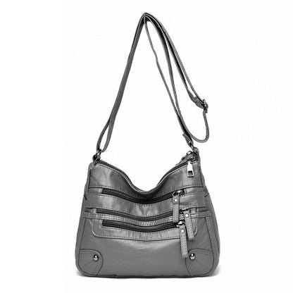 Women's Soft Leather Shoulder Bags Multi-Layer Crossbody Bag Handbag