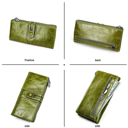 Long Wallet Genuine Leather Clutch Wallet Female Coin Purse Holder Handy Bags