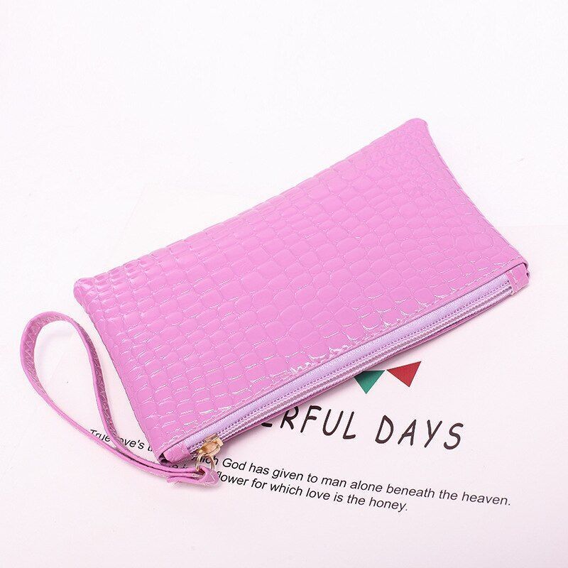 Synthetic Leather Wallet Clutch Bag Wrist Strap Handbag Cash Holder 19*11*1.5 Cm