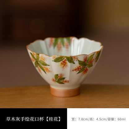 60ML Exquisite Hand-painted Wood Ash Kung Fu Tea Cup Ceramic Tea Cup Tea Set