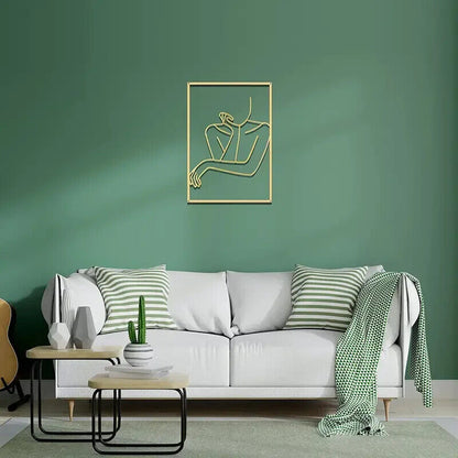 Modern Metal Line Art Wall Decor Simple Silhouette Female Body Line Home Hanging