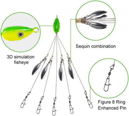 Umbrella Alabama Rig 4 Blades 5 Arms Alabama Rig Bass Fishing Lure Bait Tool Lot