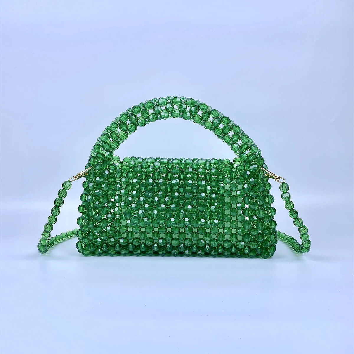 Beaded Knitted Pillow Type Handheld Crossbody Dual Purpose Acrylic Bag