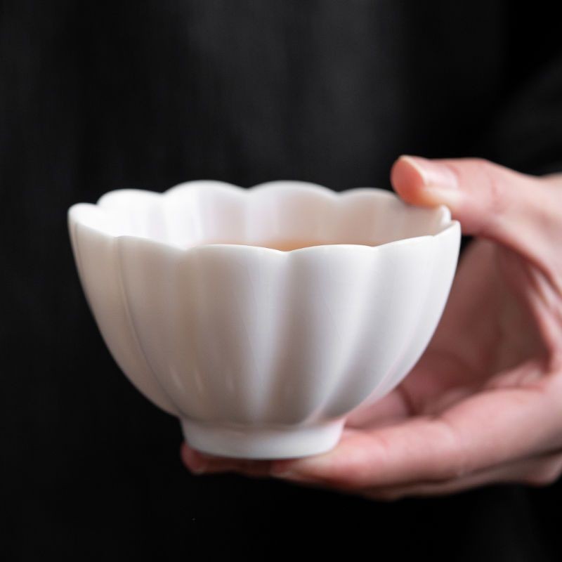 Pink Ru Kiln Magnolia Shaped Tea Cup 100ml Handmade Flower Cup