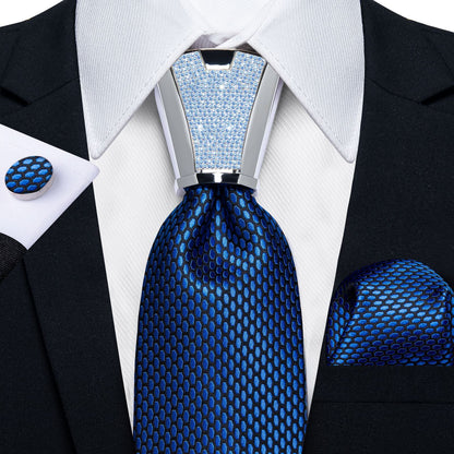 Men Necktie 3Pcs Luxury Striped Ties Cufflinks Pocket Square Wedding Accessories