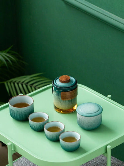 Ceramic Teapot Tea Cup Portable Travel Tea Set