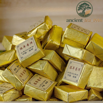 500g Pu'er Little Golden Brick Ripe Tea Mellow Aroma Large Leaf Pu Erh Tea