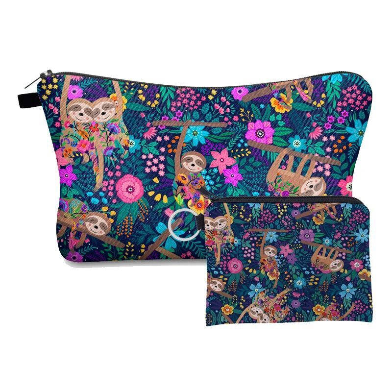 2 PCS Makeup Bag Animal Pattern Cosmetic Bag Set Women Combination Organizer Bag