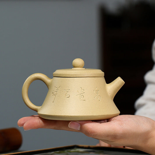 China Yixing Zisha Pottery Green Clay Handmade 180cc Mesh Teapot