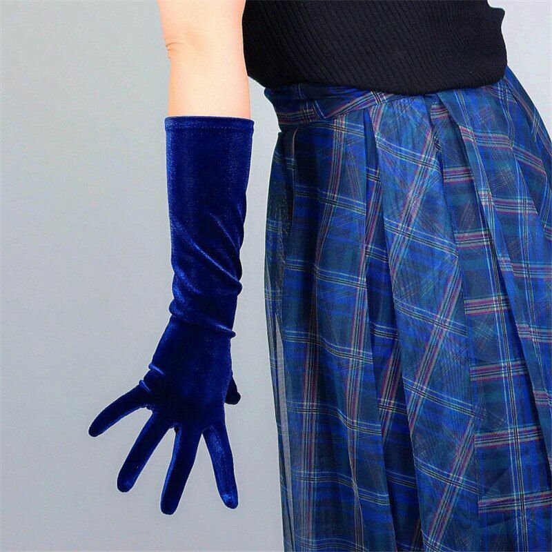 Fashion Velvet Gloves 22/40/50/60/70cm Long Opera Women Elastic Touchscreen Mitt