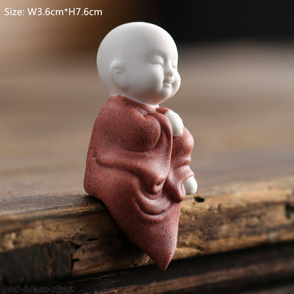 Chinese kungfu tea pet zisha ceramic home decoration mini monk ornament table