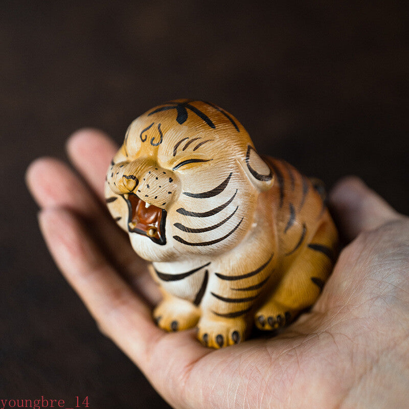 Purple Sand Tea Pet Tiger Ornaments Zodiac Mud Painted Tiger Accessories
