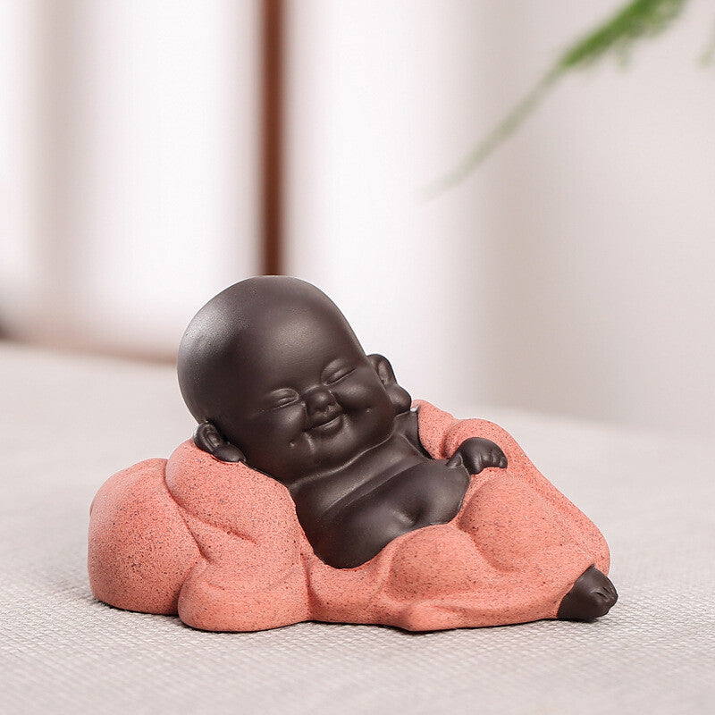 Purple Clay Tea Pet Artware Buddha Small Size Table Decoration Holiday Gift New
