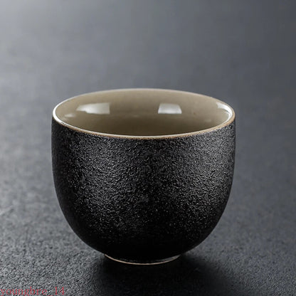 Black Pottery Teacup Master Cup Handmade Ceramic Chinese Tea Ceremony Single Cup