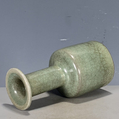 Antique Ru Ware Vase Crackle Glaze Mallet Shape Small Collectible Decor
