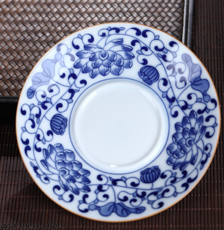Jingdezhen Blue-and-white Porcelain Gaiwan Chinese Ceramic Tureen With Saucer