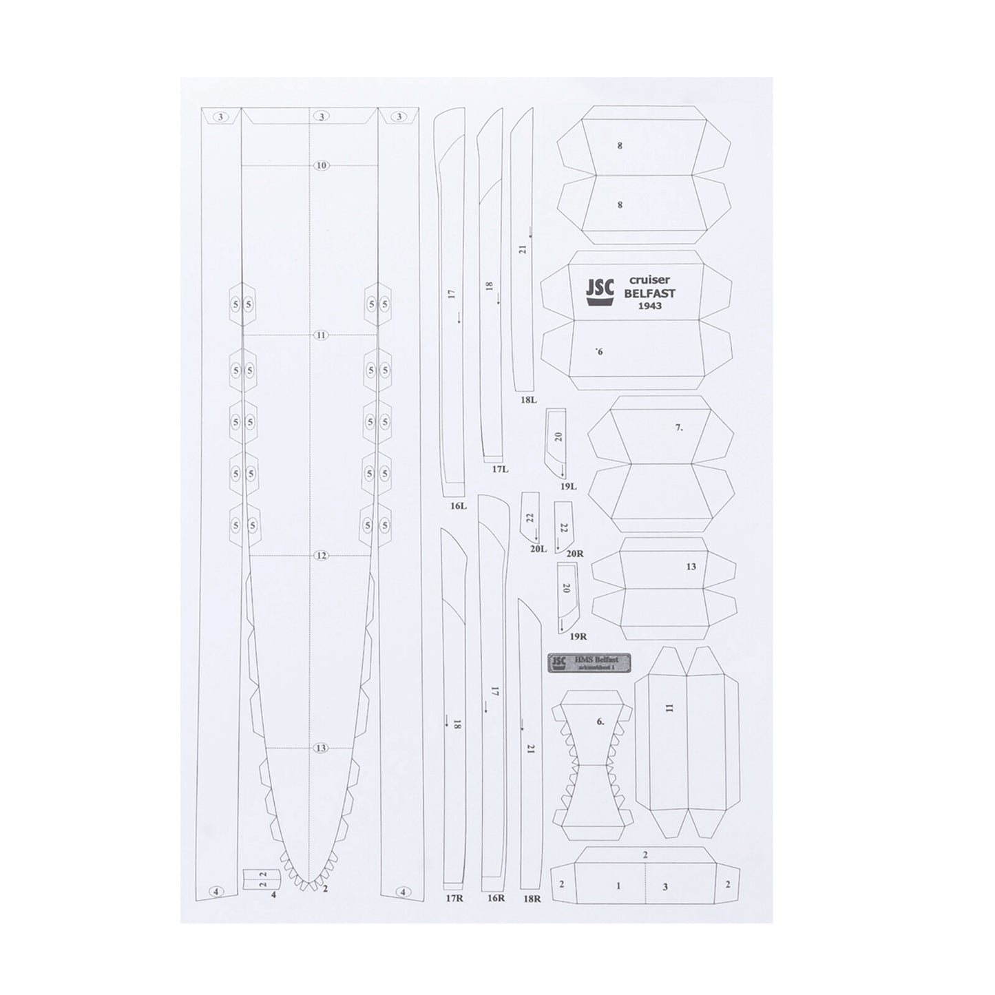 1:400 British Belfast Light Cruiser Set Battleship Paper Model DIY Puzzle Kits