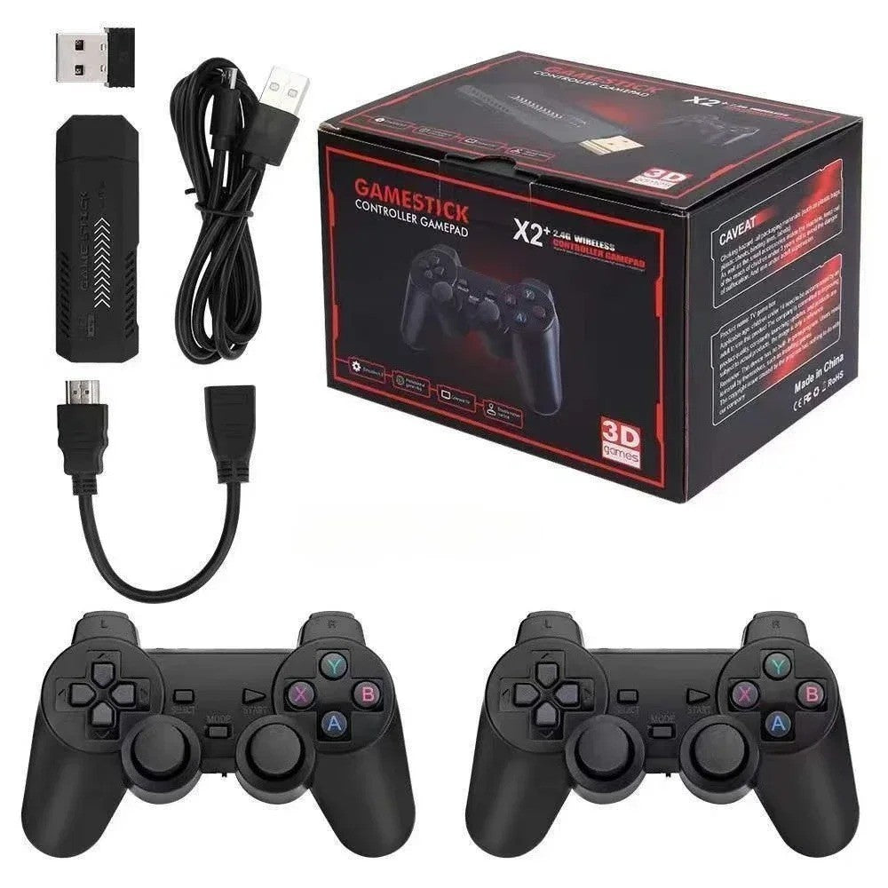 Wireless 4K 70000+ Built-in Games HDMI TV Game Stick Console X2 Wireless Gamepad