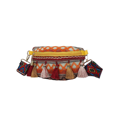 Tassel Braided Crossbody Shoulder Bag Fanny Pack Ethnic Style Traveling Storage
