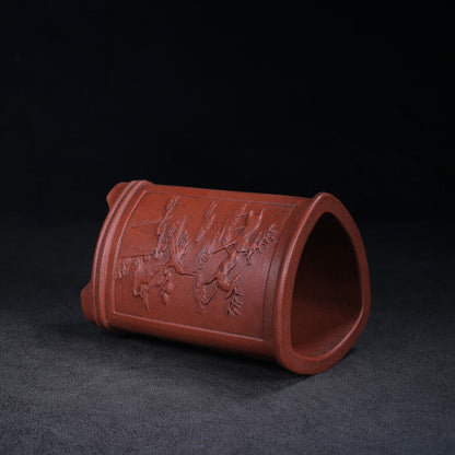 Chinese Yixing Zisha Clay Handmade Exquisite Penholder（笔筒 底款：铁画轩）