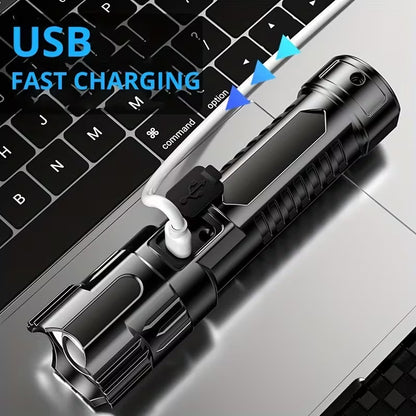 Mini Rechargeable LED Flashlight Tactical Police Super Bright Torch Zoomable Lot
