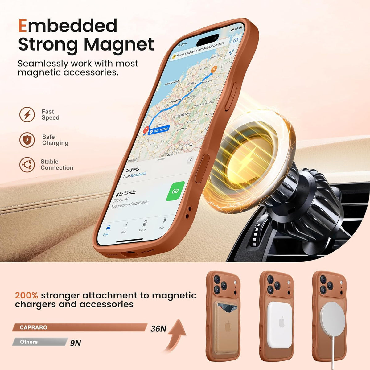 for Iphone 17 Pro Max Case with 360° Spin Magnetic Stand for Women, [Compatible