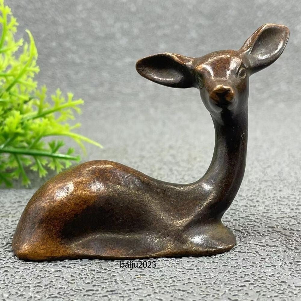 Deer Statue Retro Crafts Metal Carving Decoration Tea Pet fawn figurine deerlet