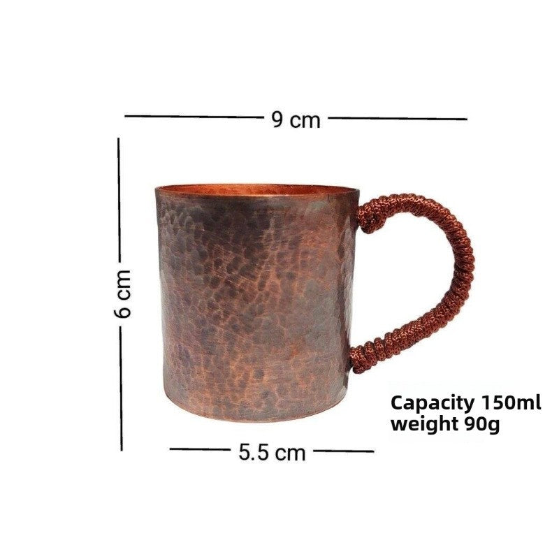 150ml 2.36’mini Vintage Red Copper Hand Engraving Hammer Texture Mug Tea Cup