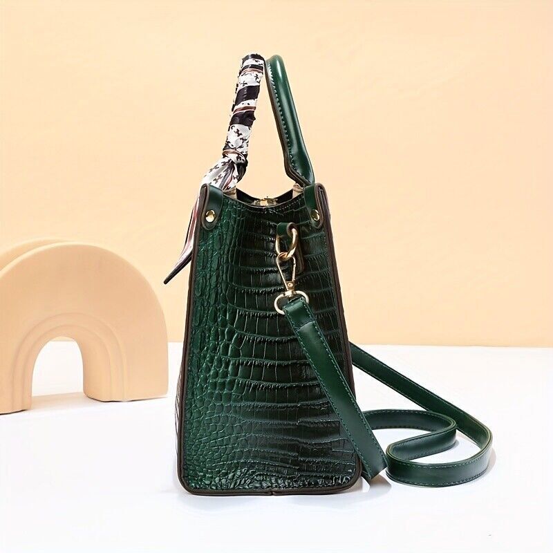 Fashion Crocodile Pattern Handbag Faux Leather Shoulder Bag Women's Purse