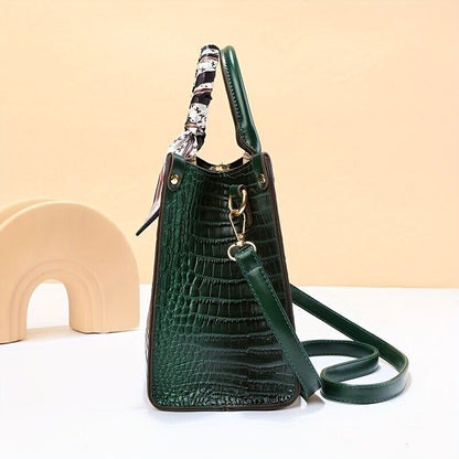 Fashion Crocodile Pattern Handbag Faux Leather Shoulder Bag Women's Purse