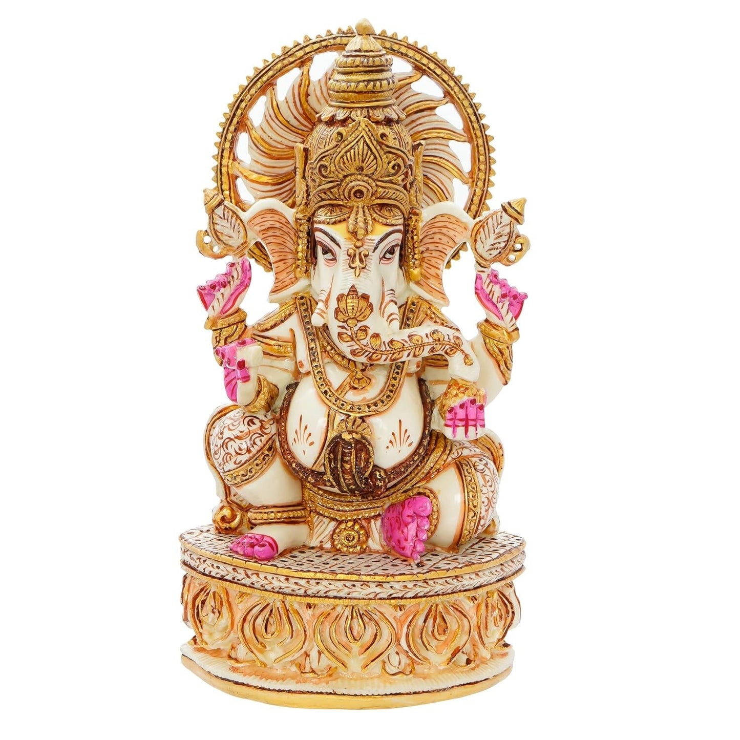 Hindu God Lord Ganesh Sitting on Pawati Mushak Raj Statue Idol Figurine