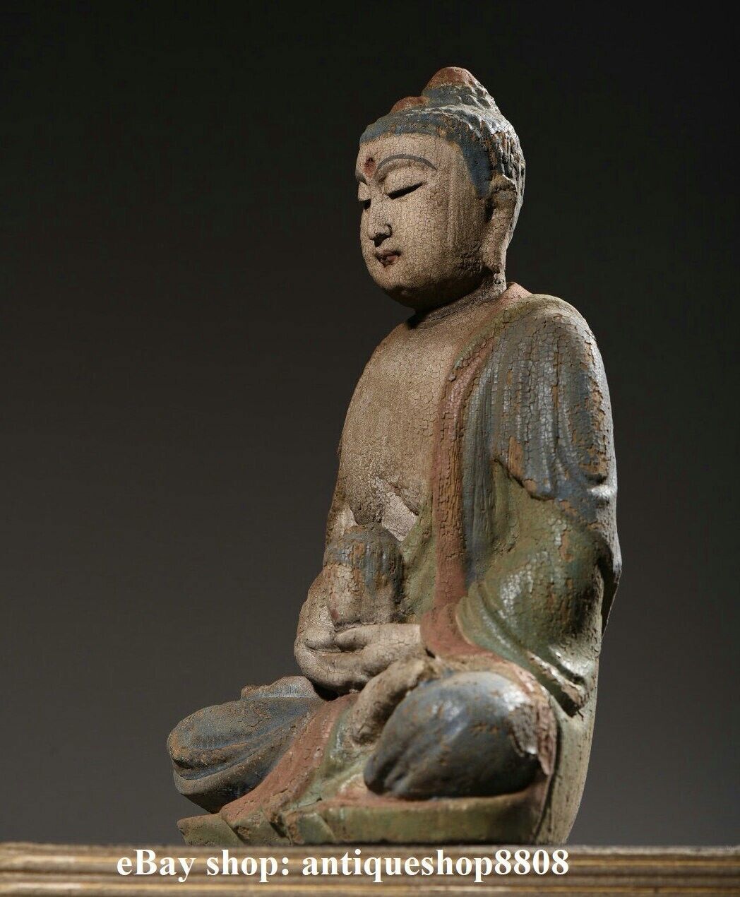 10" Tibet Buddhism Wood Carved Shakyamuni Amitabha Buddha Sakyamuni Statue S05