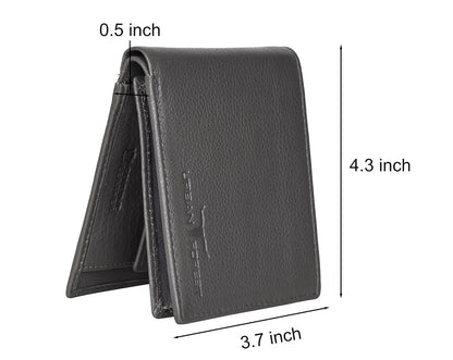 New Grey Bi-Fold Leather Men's Wallet RFID Protection Gift Item