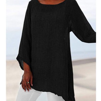 Tunic Tops Tee Pullover T-Shirt Blouse Baggy Casual Solid O Neck Summer