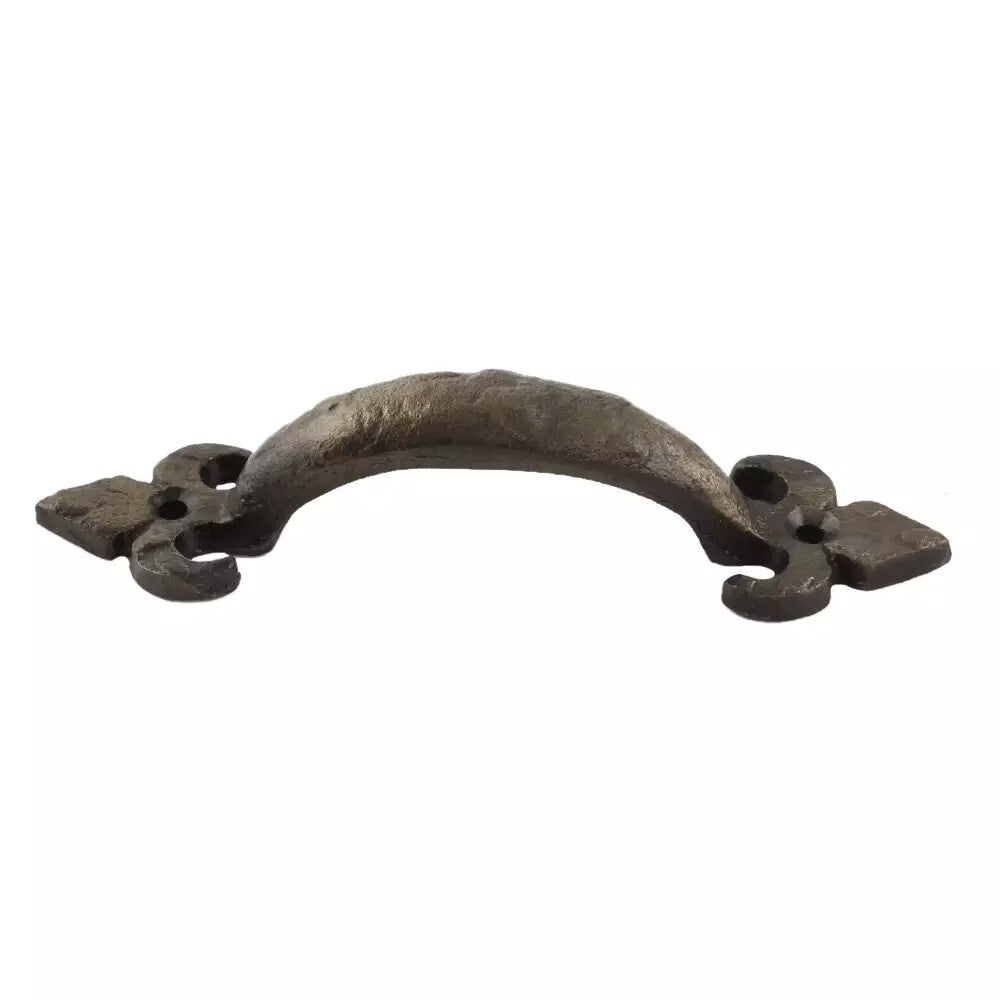 Set of 2 Antique Look Fleur De Lis Medium Metal Iron Cabinet Door Handles